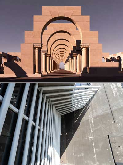 طراحی ریتم تصاعدی در دو بنای معماری